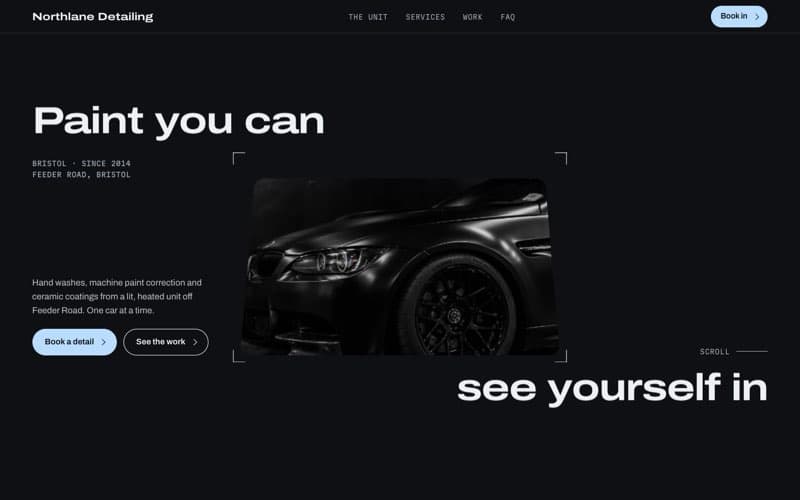 Northlane Detailing, a car detailer website the AI built