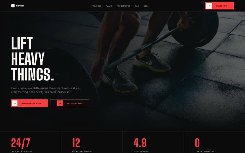 Ironside, a strength club website the AI built