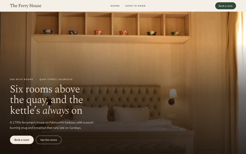 The Ferry House, a inn with rooms website the AI built