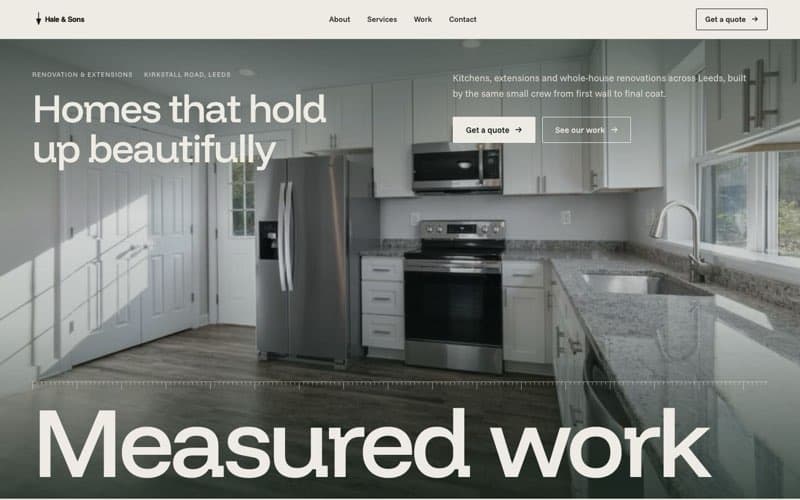 Hale & Sons, a builders website the AI built