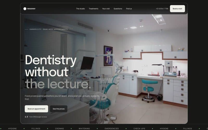 Ridgeway Dental, a dental clinic website the AI built