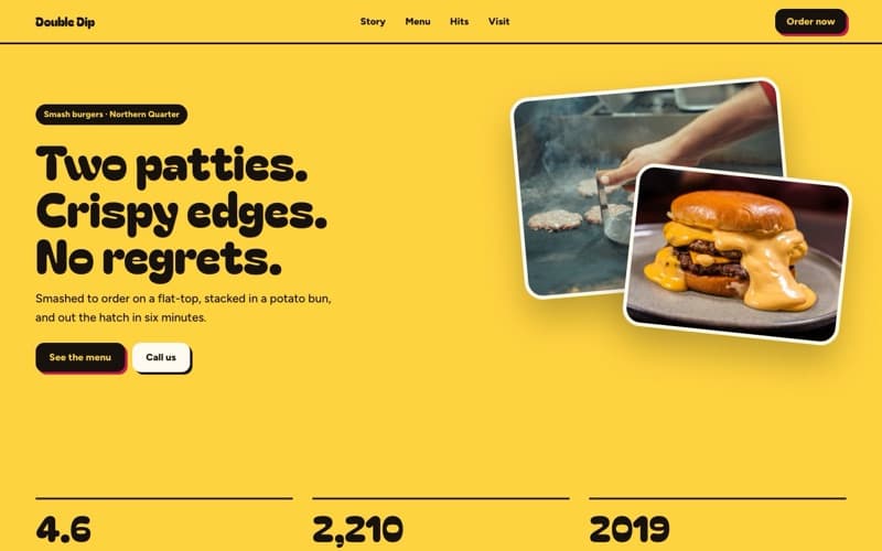Double Dip, a burger joint website the AI built